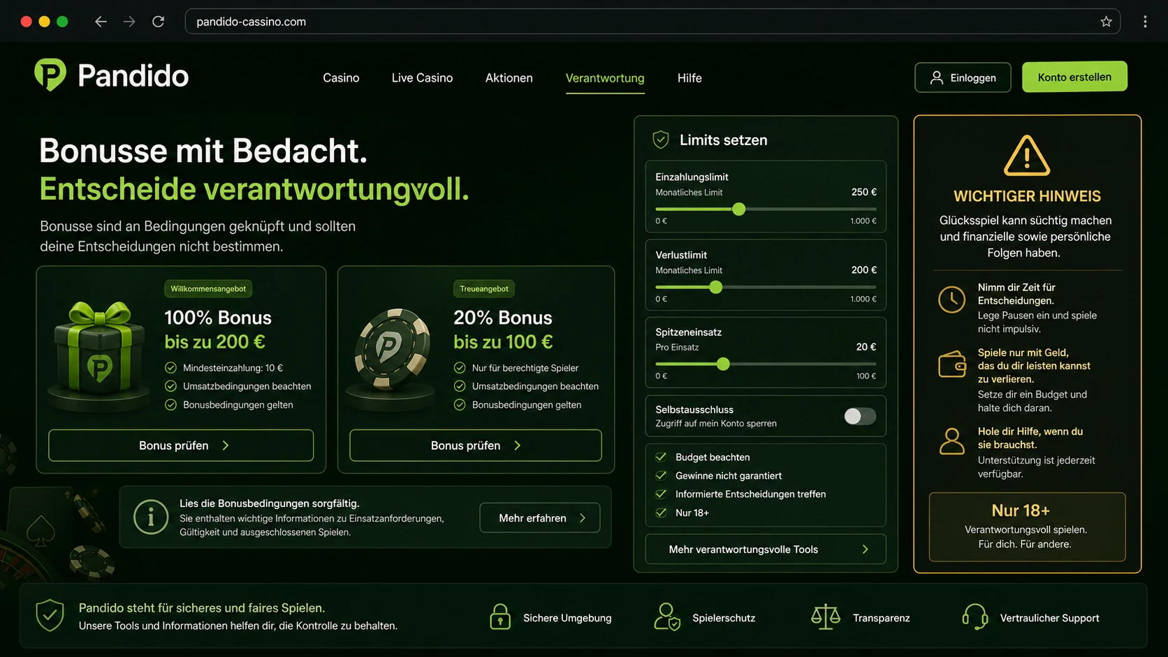 Bonusangebote und verantwortungsvolles Spielen