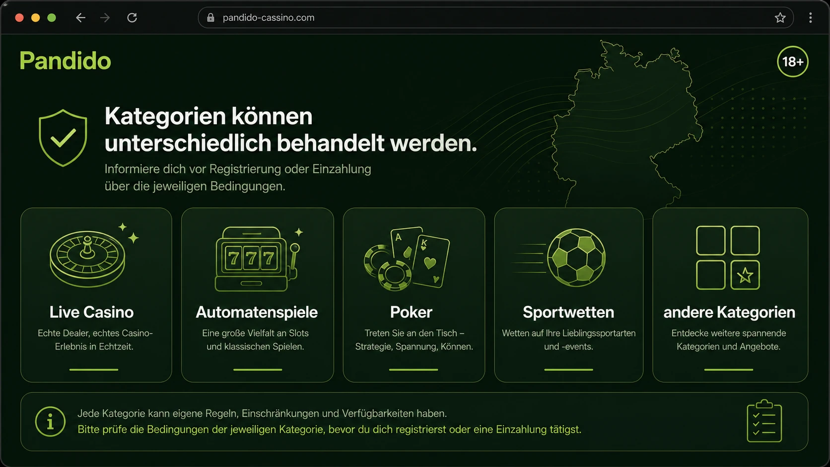 Deutschland-Kontext und Spielkategorien