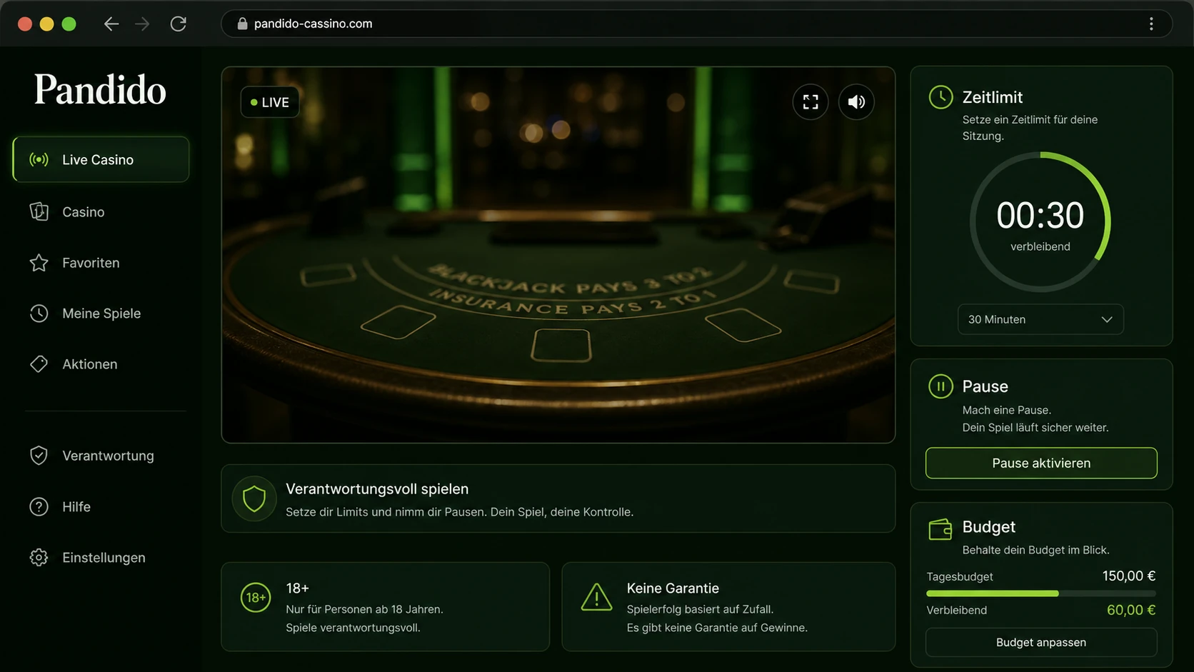 Verantwortungsvolles Spielen bei Live-Formaten
