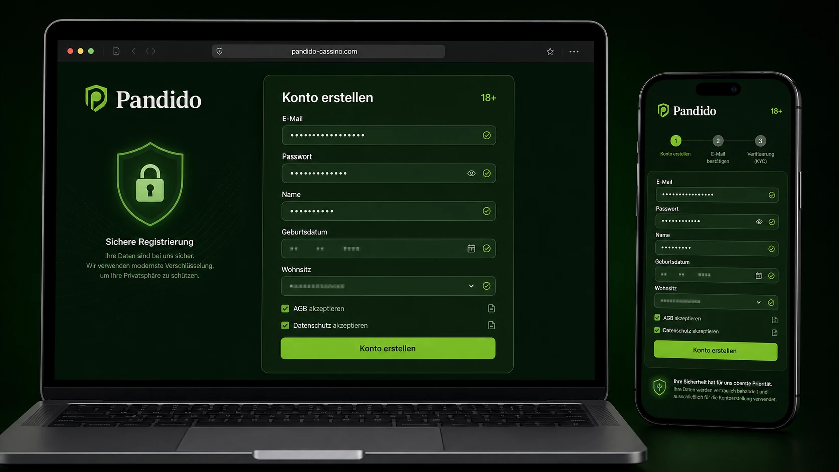 Pandido Registrierung: Konto erstellen
